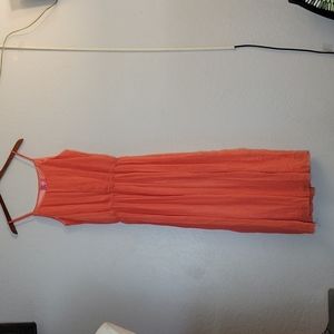 JUICY GIRL Sheer Pleated Maxie Sleeveless  Strap Dress Large Flaw